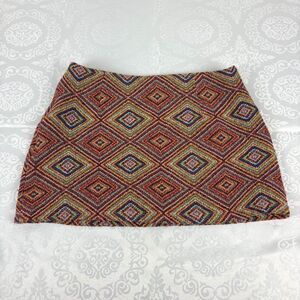 Cider Micro Mini Skirt Geometric Tapestry Jewel Tone Mod 70s Going Out Party M